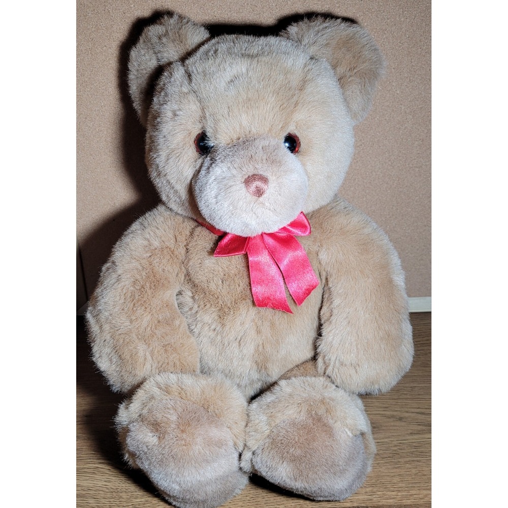Vintage 1980's 16"‎ Brown With Red Bow Gund Karitas Bear